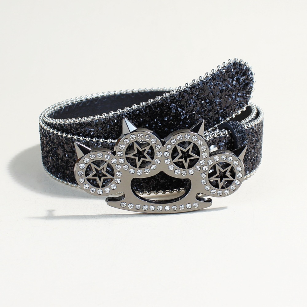 Tech Wear Accessories - Y2K Rhinestone Belt Punk Knuckle Buckle