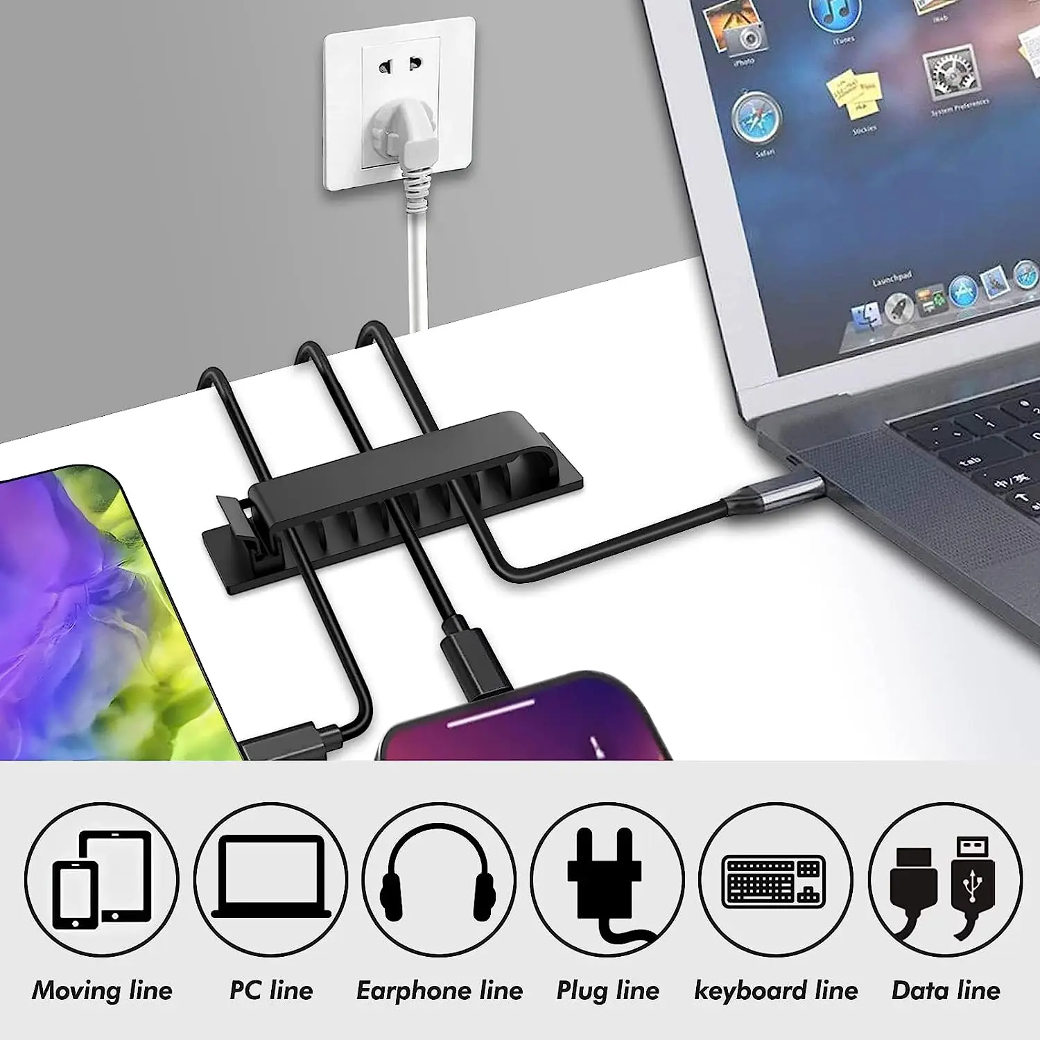 Cable Organizer Self Adhesive  - đánh giá và giá Desk Cable Clip