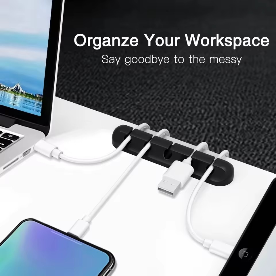 Silicone USB Cable Organizer U - đánh giá và giá Desk Cable Clip
